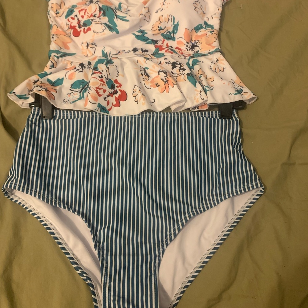 Floral and StripeWomen two Piece Swimsuit